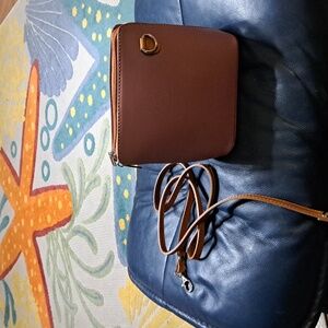 Vera Pelle Italian Leather Small Crossbody Bag Purse Dusty Rose Italy 6.5" NWOT